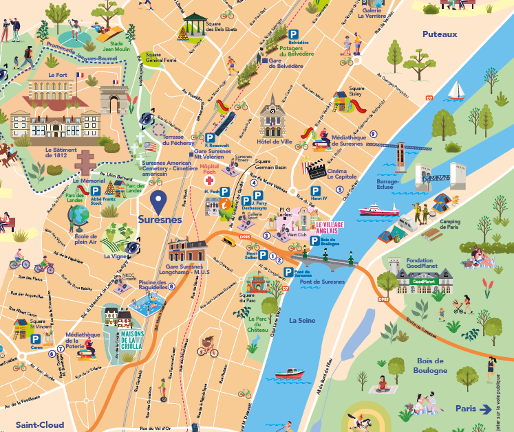 Plan touristique de Suresnes